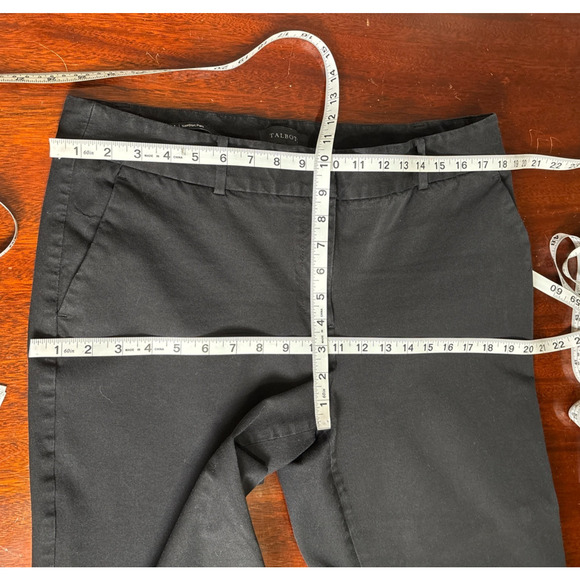 Talbots Womens Newport Dress Pants 14 Black Cotton Stretch Ankle Career - Picture 6 of 7